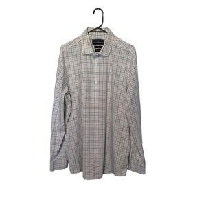 Mizzen + Main Shirt Mens 2XL XXL White Red Plaid JJ Watt Trim Fit Performance